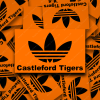 Castelford Tigers fan sticker with the addidas striped logo