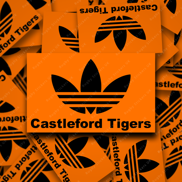Castelford Tigers fan sticker with the addidas striped logo