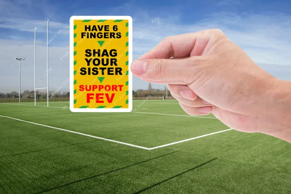 6 finger mickey take of Featherstone Rovers rugby league fan stickers