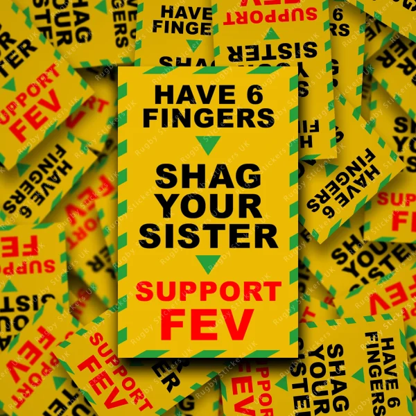 6 finger mickey take of Featherstone Rovers rugby league fan stickers