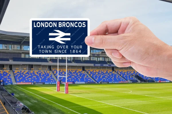 London Broncos taking over your town rugby league fan stickers