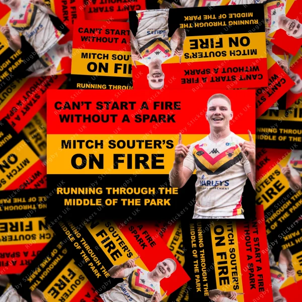 Bradford Bulls - Mitch Souter's on fire Rugby League fan stickers