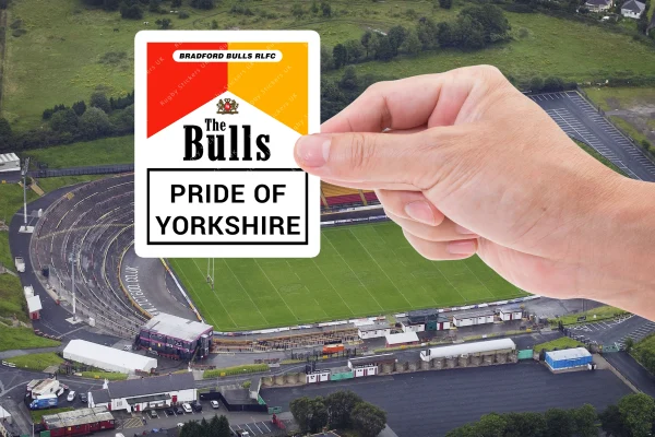 Bradford Bulls Marlborough packet sticker held by a hand